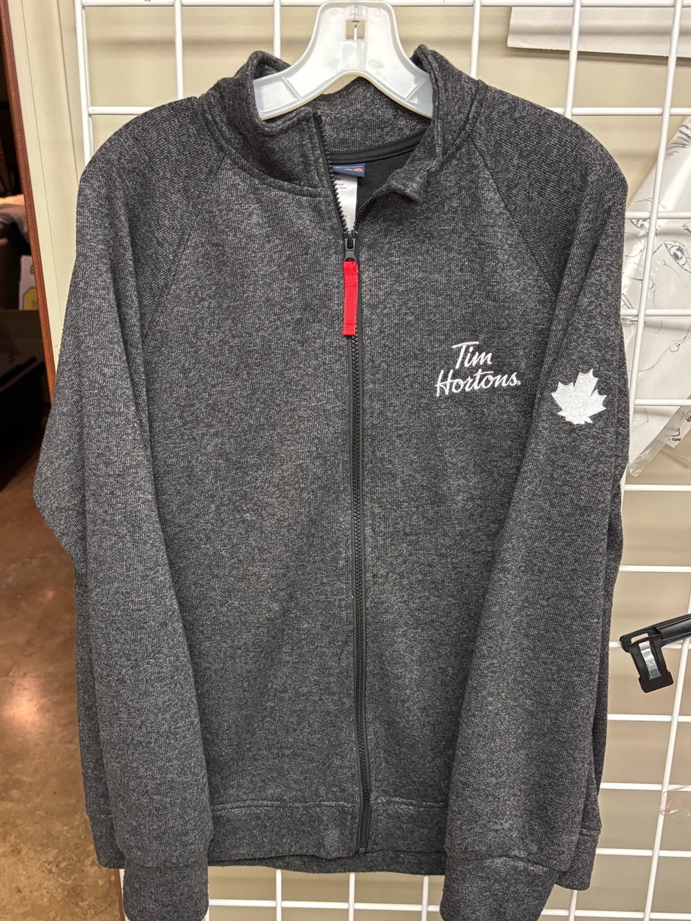 Tim Hortons Officially Employee Issued Full Zip Sweater Fleece Jacket Large EUC